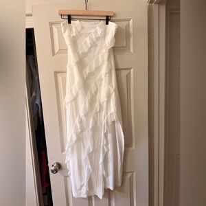 Strapless White Ruffle Dress